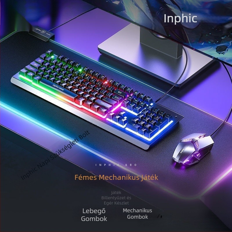 Infick K2 USB kábeles billentyűzet és egér készlet játékhoz és irodába