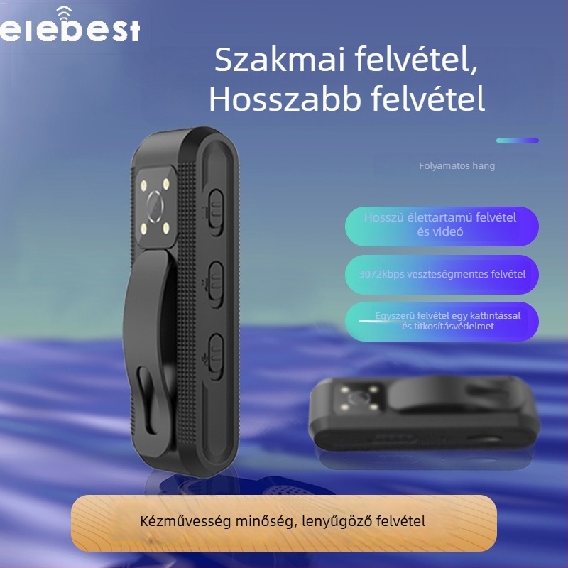 Hordozható akciókamera hangrögzítéssel, 720p HD videó, éjszakai látás, 1,5 hüvelykes LCD, 10x zoom