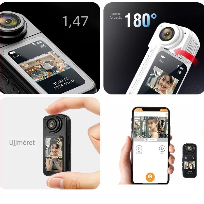 S70 akciókamera: 2K HD videó, 180°-os forgó objektív, Wi-Fi verzió, mágneses rögzítés, TF-kártya támogatás