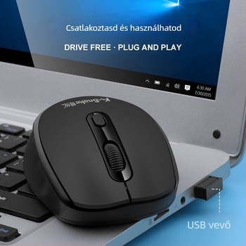 Viper W500 vezeték nélküli optikai egér, 1600 DPI, 3 gomb, 2.4G, Plug-and-Play, ergonómikus