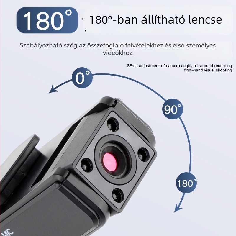 A9 hátklip-kamera: 1080p éjjellátás, 180° forgó objektív, TF-kártya-tárolás