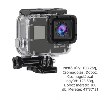 GoPro HERO7 vízálló ház, Acrylic-PC kivitelben, 60 m mélység, érintőképernyő-kezelés, ütésállóság és zuhanásállóság