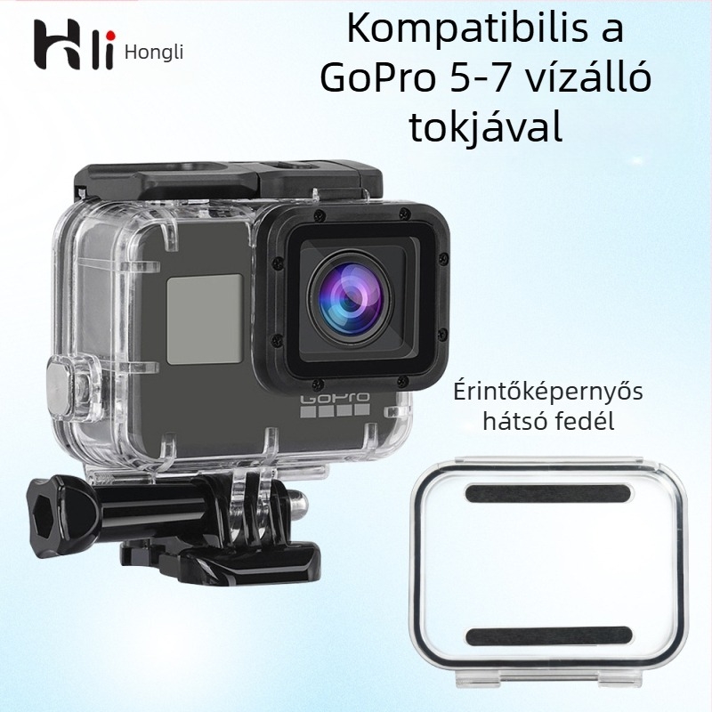 GoPro HERO7 vízálló ház, Acrylic-PC kivitelben, 60 m mélység, érintőképernyő-kezelés, ütésállóság és zuhanásállóság