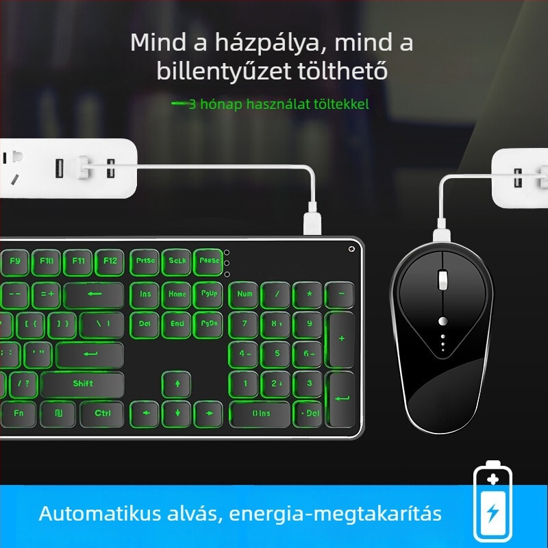 Viper WK500 vezeték nélküli billentyűzet- és egérkészlet háttérvilágítással, USB csatlakozókkal, 1800 DPI, ergonikus kialakítás