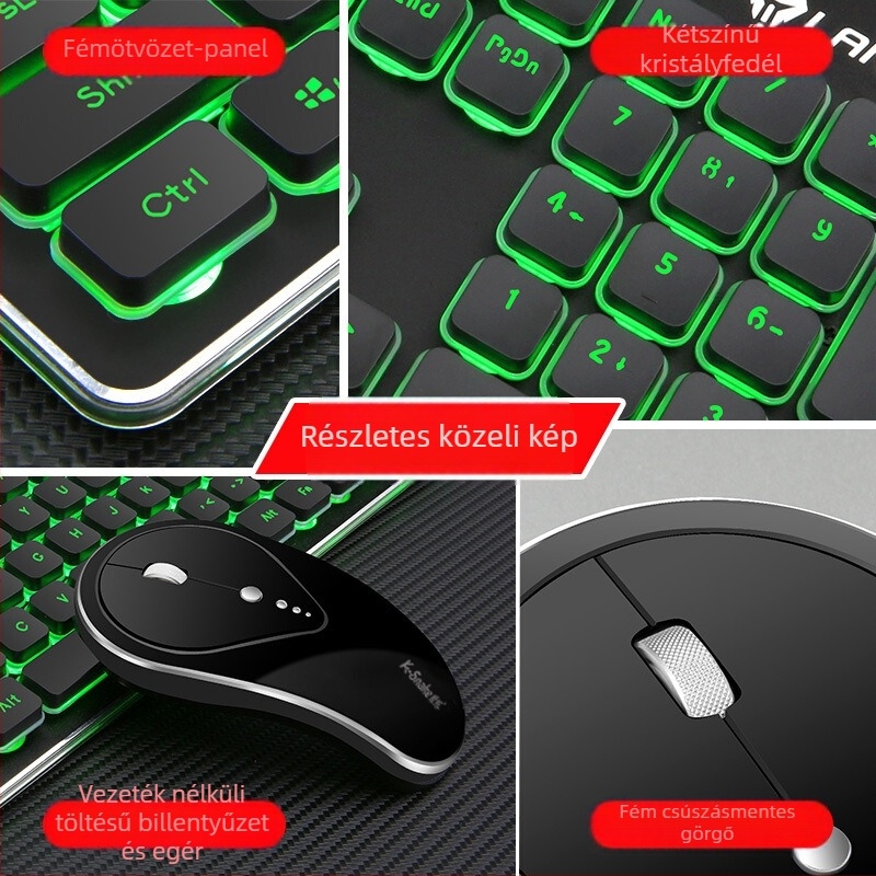 Viper WK500 vezeték nélküli billentyűzet- és egérkészlet háttérvilágítással, USB csatlakozókkal, 1800 DPI, ergonikus kialakítás