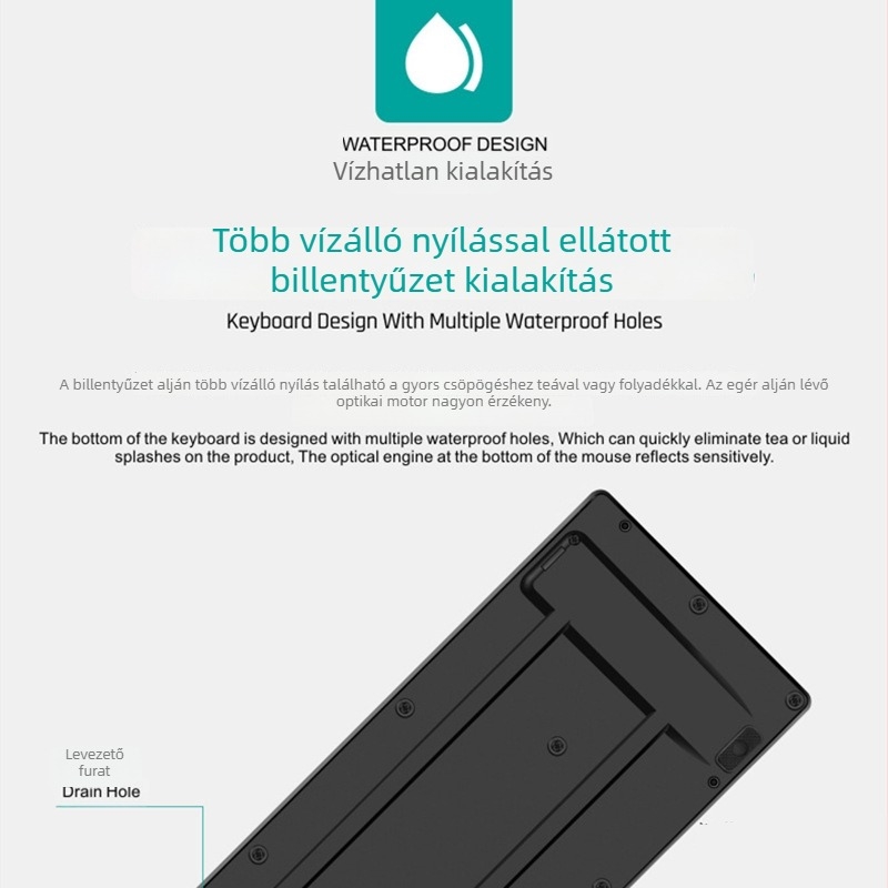 Vezeték nélküli billentyűzet és egér készlet otthoni és irodai használatra — USB billentyűzet és USB egér, 1200 dpi, ergonómikus, vízálló, elemeket tartalmazó csomag