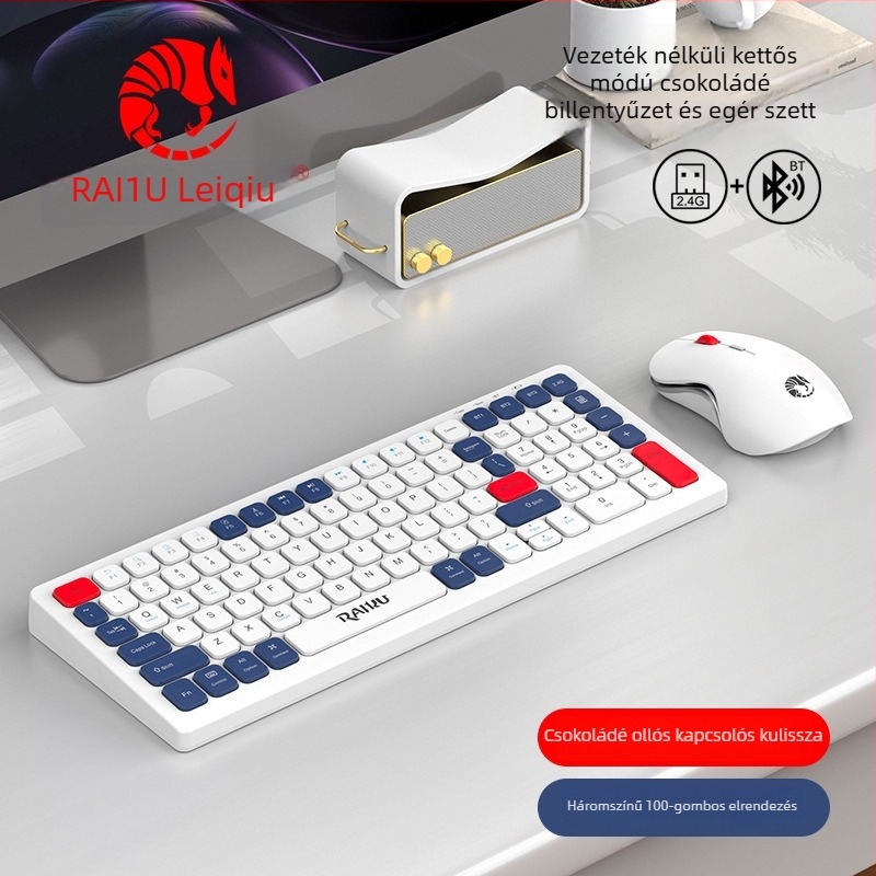 R906 vezeték nélküli billentyűzet és egér készlet, kettős üzemmódú 2.4G+Bluetooth, üzleti irodai használatra, optikai felbontás 800/1200/1600 DPI, Plug-and-Play