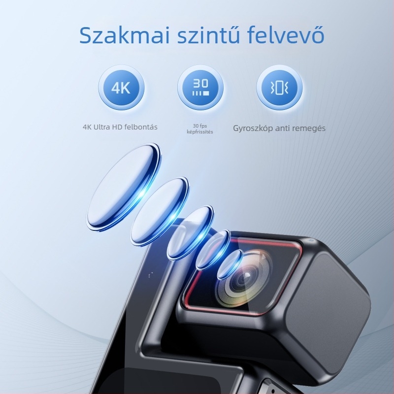 4K Ultra HD vízálló akciókamera giroszkópos stabilizációval, kézben tartható Wi-Fi érintőképernyő és forgó objektív
