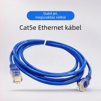 5E kategóriájú belső hálózati kábel csavart pár, RJ-45 csatlakozó, 100 Mbps, alumínium-magnézium vezető, számítógépekhez és switchekhez