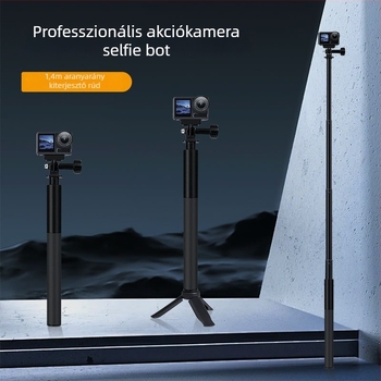 GoPro és okostelefonhoz való selfie stick, ötvözetes kivitel, univerzális stílus, stabilizációs rendszer, távirányító nélküli