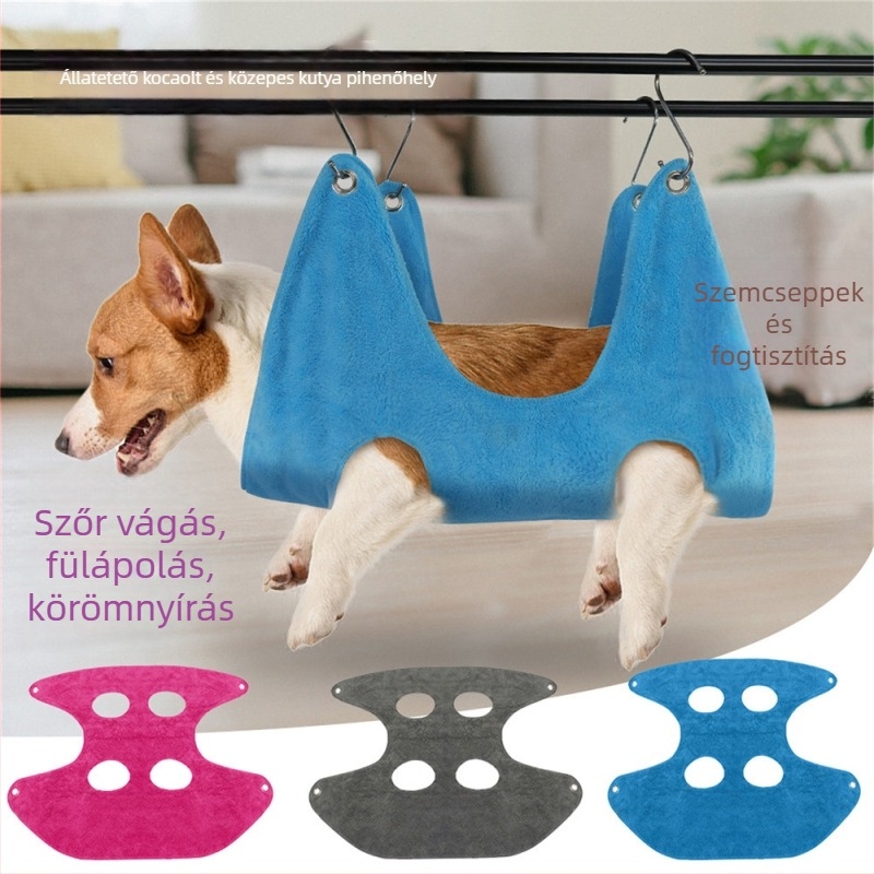 Állatgondozó függőágy, lógatható, puha flanel anyagból, macskák és kutyák számára.