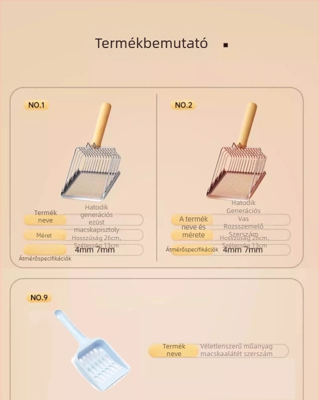 2-in-1 macskaalmokkanáló kanál; rozsdamentes acélból; finom lyukú dizájn; kettős funkciójú eszköz