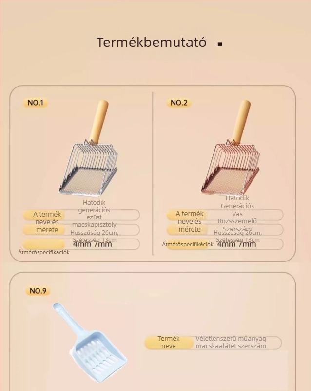 2-in-1 macskaalmokkanáló kanál; rozsdamentes acélból; finom lyukú dizájn; kettős funkciójú eszköz