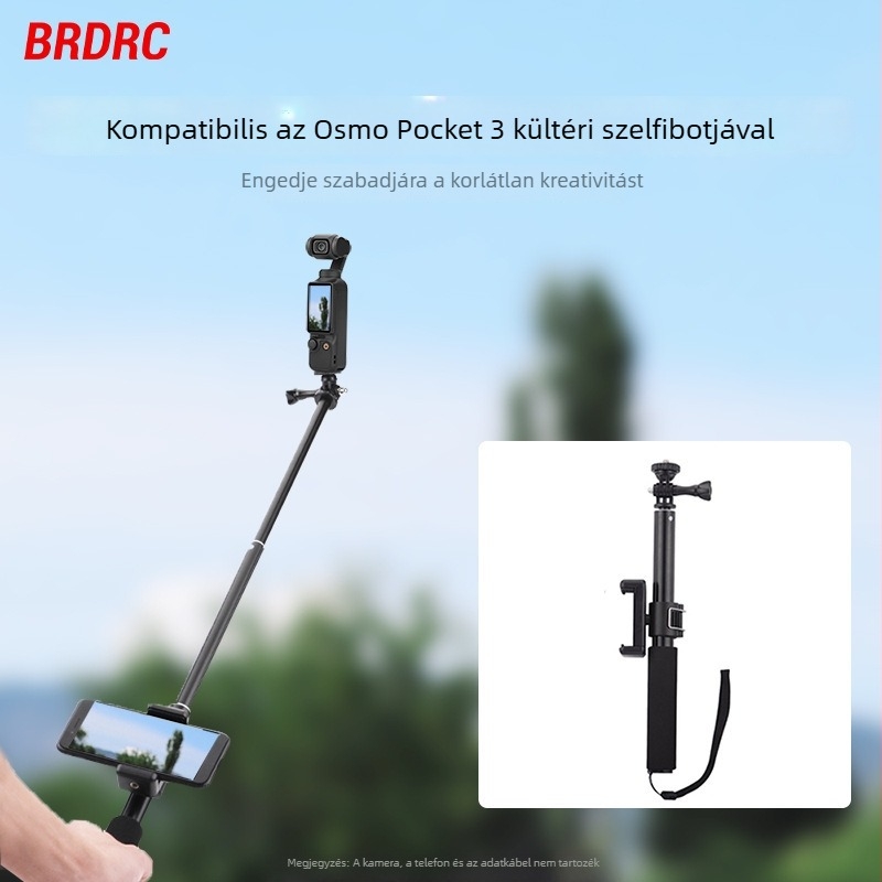 GoPro HERO 9/10-hoz és Osmo Pocket 3-hoz kinyújtható rúd és telefonklipsz – akciókamera selfie bot kiegészítők
