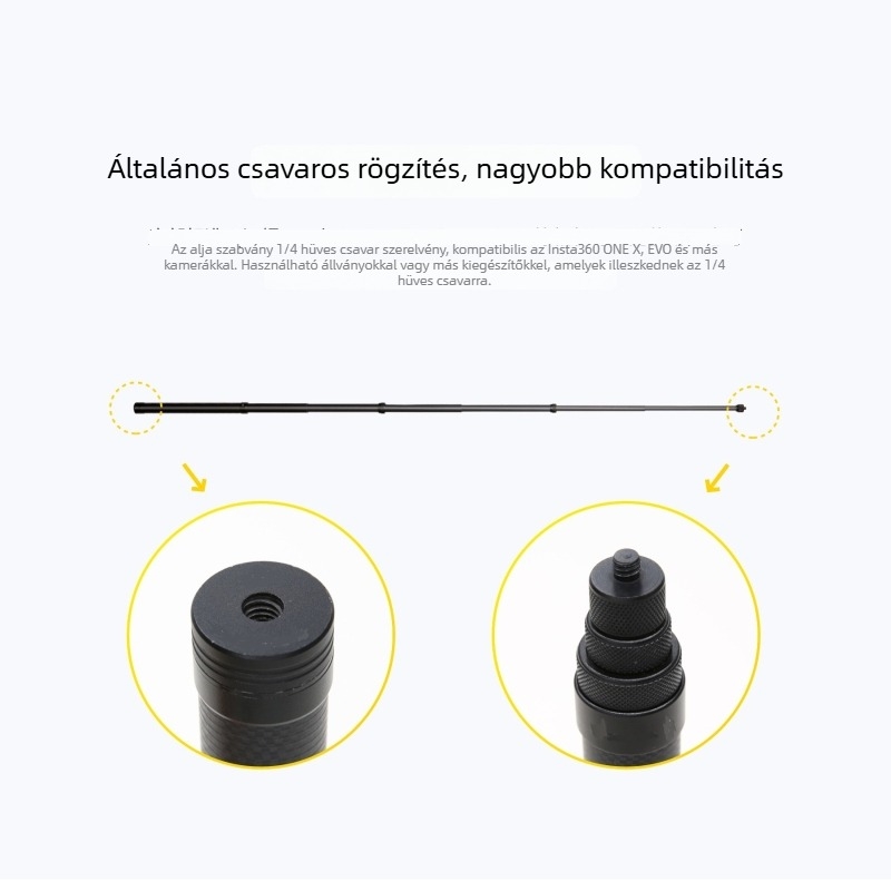Szénszálas szelfibot 1/4-inch csatlakozással, kompatibil sportkamera adapterrel