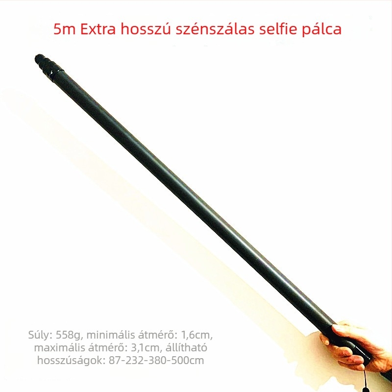 Szénszálas szelfibot 1/4-inch csatlakozással, kompatibil sportkamera adapterrel