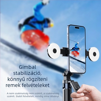 Mobiltelefonos gimbal stabilizátor - Négytengelyes Z145, rozsdamentes acél, Bluetooth, 9 szakasz, 0,3 kg