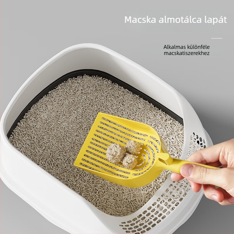 Műanyag macskaalom lapát, fin lyukú, bentonitos homokra, 60 darabos dobozban