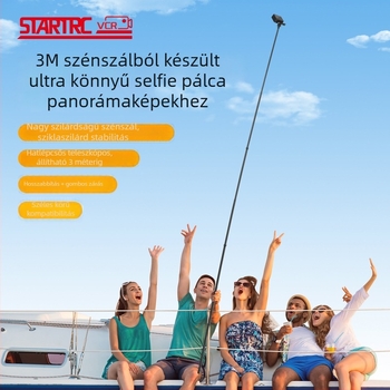 Szénszálas szelfibot Insta360 X5, GoPro, DJI Action számára; 7 részes, ultrakönnyű kialakítás; Modell ST-15020030; Maximális teher 2 kg