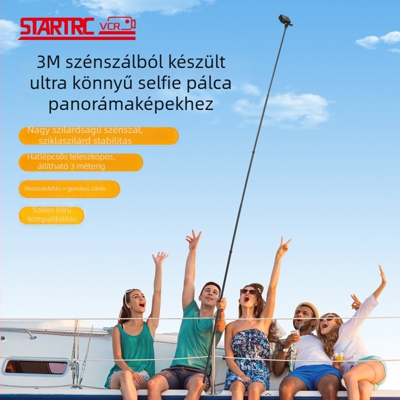 Szénszálas szelfibot Insta360 X5, GoPro, DJI Action számára; 7 részes, ultrakönnyű kialakítás; Modell ST-15020030; Maximális teher 2 kg