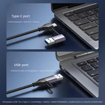 USB Ethernet adapter RJ-45-hoz, USB interfész, 10/100/1000 Mbps, Gigabit Ethernet, LED kijelző