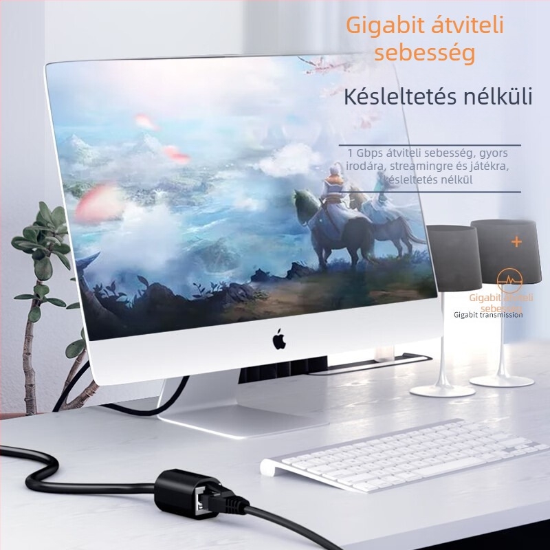RJ45 Cat6 Ethernet meghosszabbító kábel, férfi‑női csatlakozó, tiszta réz vezető, gigabites sebesség