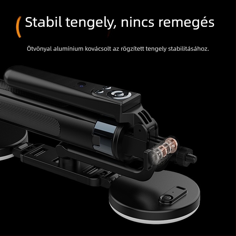 Selfie bot okostelefonhoz integrált pan-tilt fejjel, négylábú állvány, beépített világítás, Bluetooth távirányító