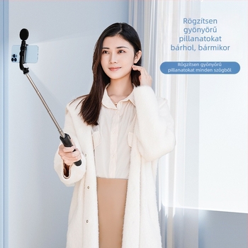 Z14 telefonos selfie stick – háromlábú állvány világítással, Bluetooth távirányítóval, rozsdamentes acélból, univerzális kompatibilitás, stabilizációt támogat