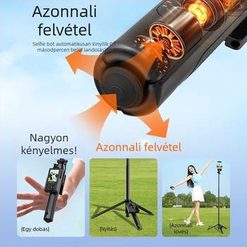 Telefonos szelfi bot tripod, képernyővetítés, alumíniumötvözet, univerzális otthonra, irodára, kültéri használatra