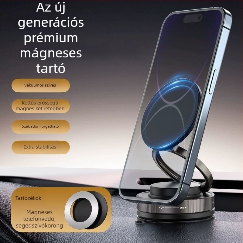 Telefontartó vákuumos szívófelülettel és MagSafe-adszorpcióval autó navigációhoz — hordozható asztali tartó, műanyag, Fire Leopard Industrial