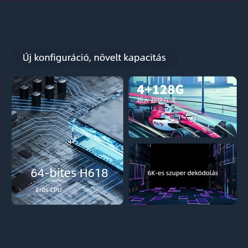 Android TV Box H618 quad-core processzorral, 4GB RAM, 128GB tárhellyel, Android OS, 1080p kimenet