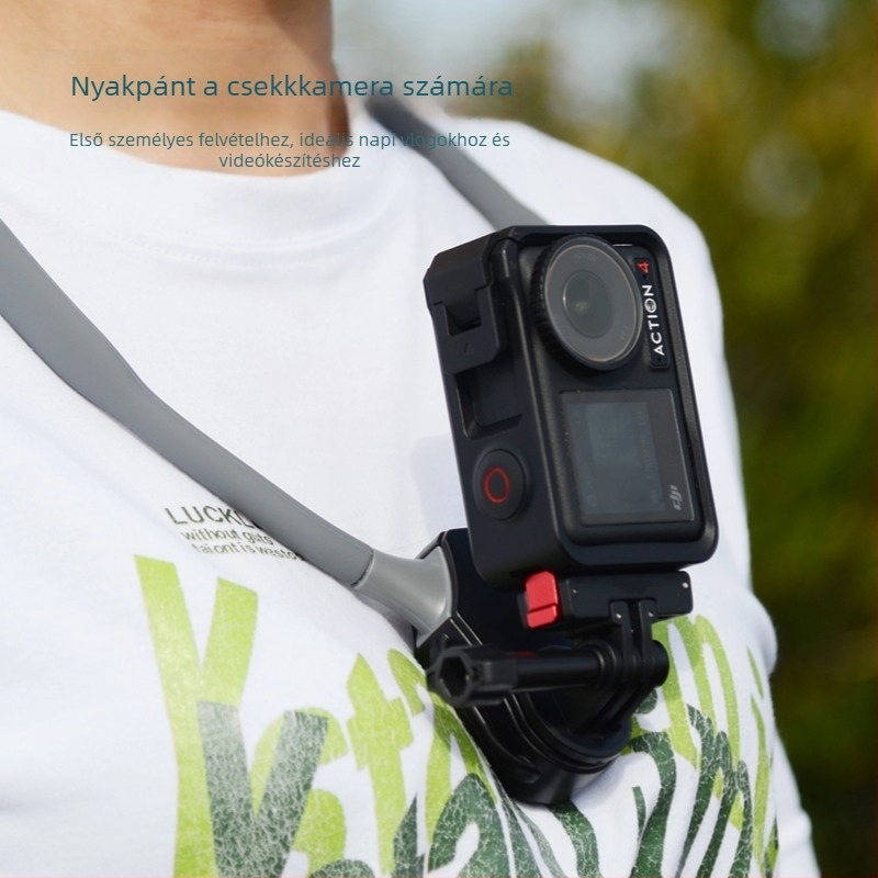 Sportkamera nyakhoz tartó – PC+ABS+szilikagél, teherbírás 5 kg, súly 0,38 kg, márka Look for ears, testreszabható