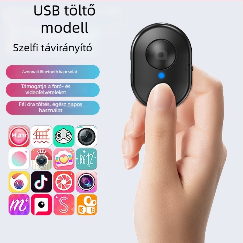 Bluetoothos selfie távirányító kamera- és telefonhoz – univerzális selfie-stick vezérlő