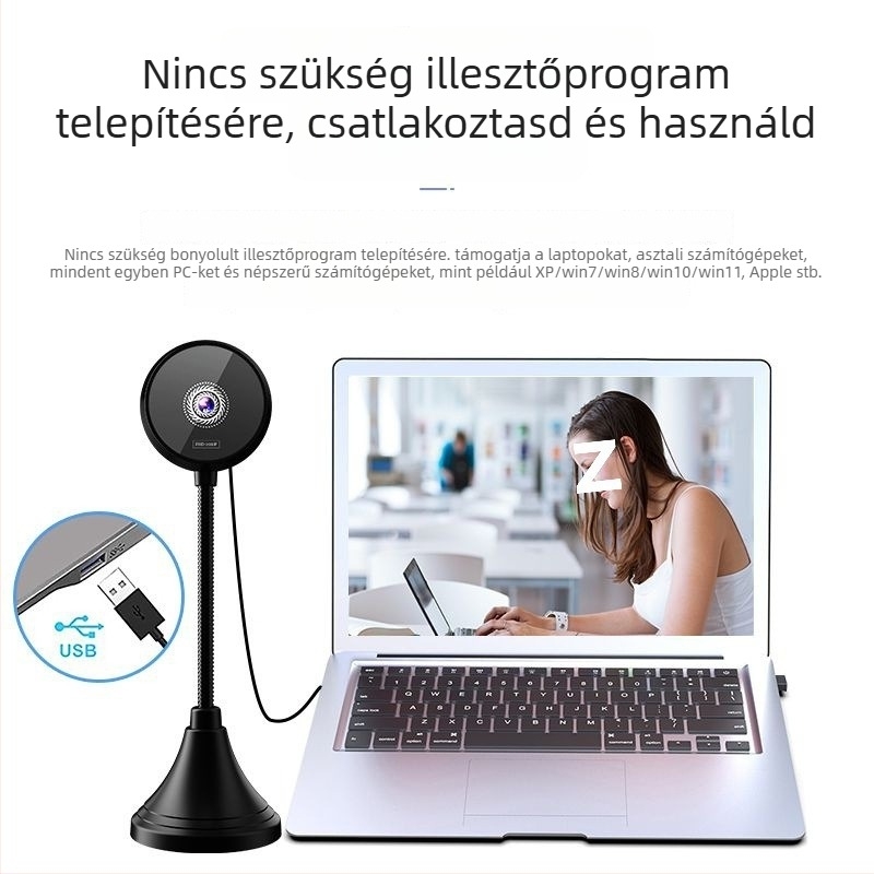 Okos PTZ USB webkamera 1080p HD, 800K szenzor, USB 2.0, meghajtó nélküli, asztali számítógépre