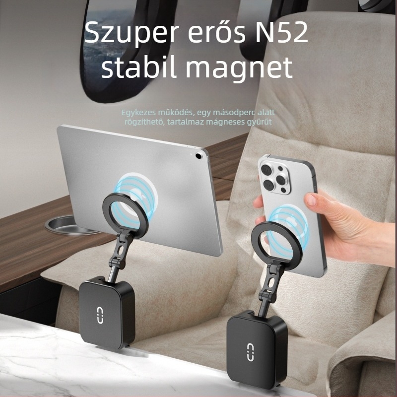 Mágneses telefon-tartó, ötvözetből, összecsukható, autóba szerelhető, kétoldalú mágnes