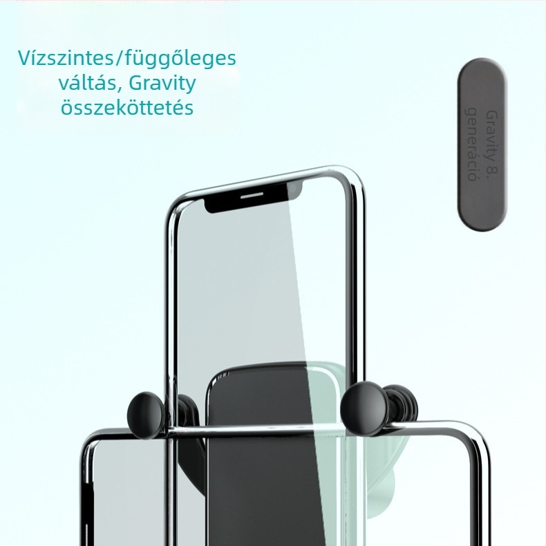 Gravitációs autós telefontartó, illesztés a légáramlat-ventilátorhoz, támogatja a vízszintes és függőleges kijelzőt, összecsukható dizájn