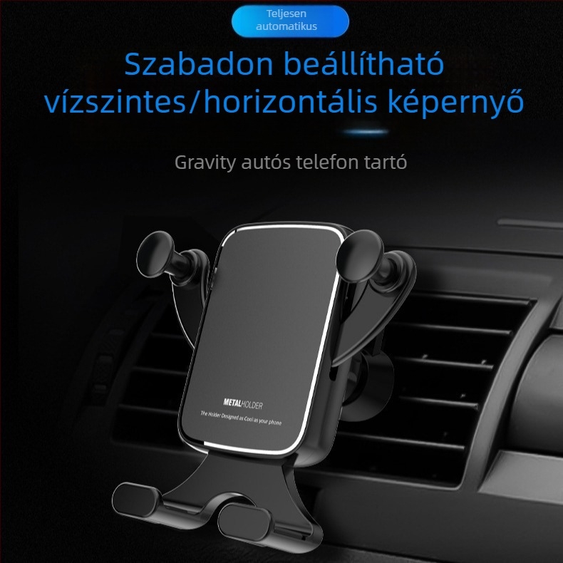 Gravitációs autós telefontartó, illesztés a légáramlat-ventilátorhoz, támogatja a vízszintes és függőleges kijelzőt, összecsukható dizájn