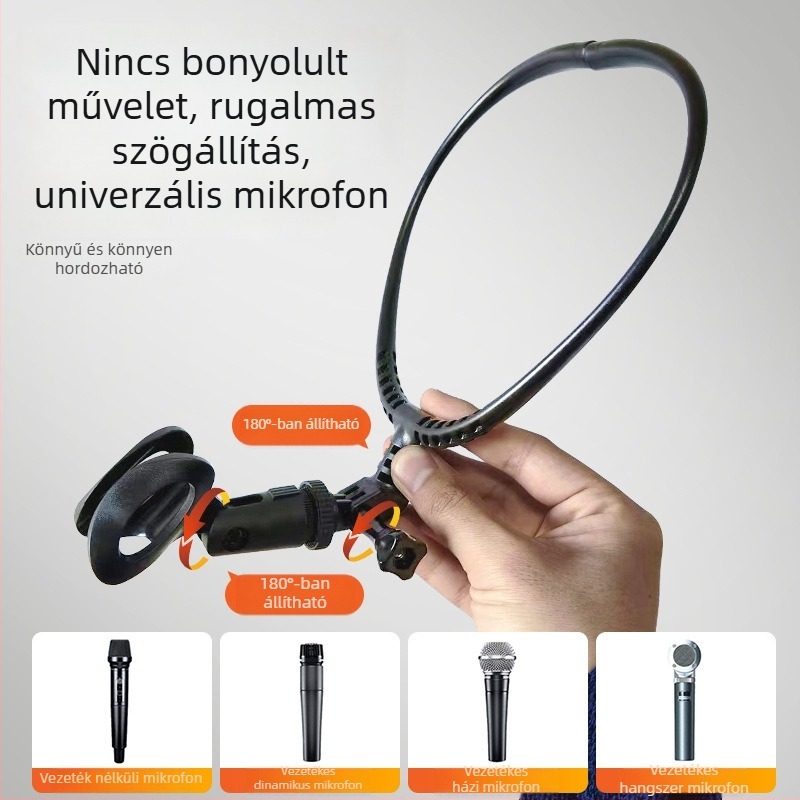 Nyakhoz akasztott mikrofonállvány, univerzális modell, műanyag, egyszerű stílus