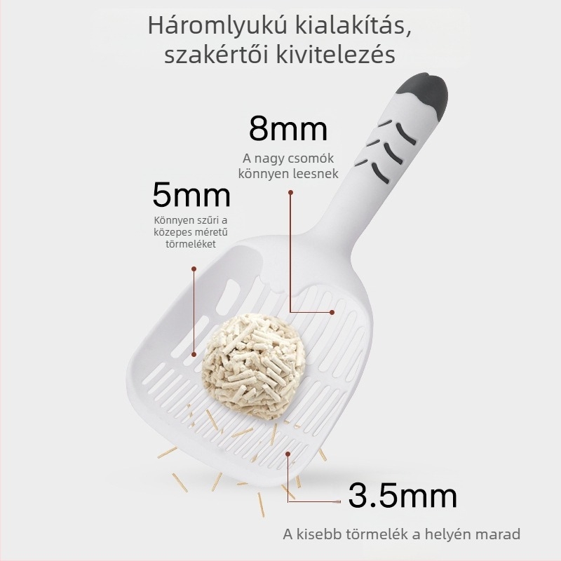 Nagy macskaalom-kanál hosszú nyéllel és vékony nyílásokkal, tofu macskaalomhoz