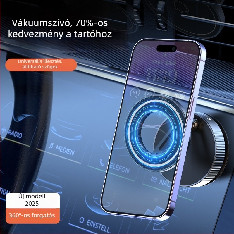 K11 cinkötvözetű vákuumos autótelefon-tartó, hajtogatható, teljesen fém mágneses tartó