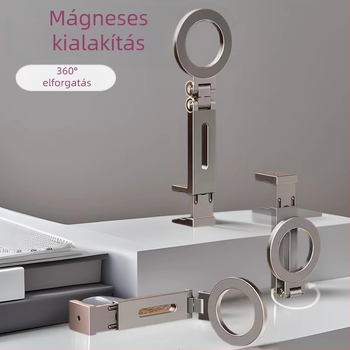 MagSafe mágneses telefontartó, ABS összecsukható forgó asztali állvány, utazáshoz kompakt