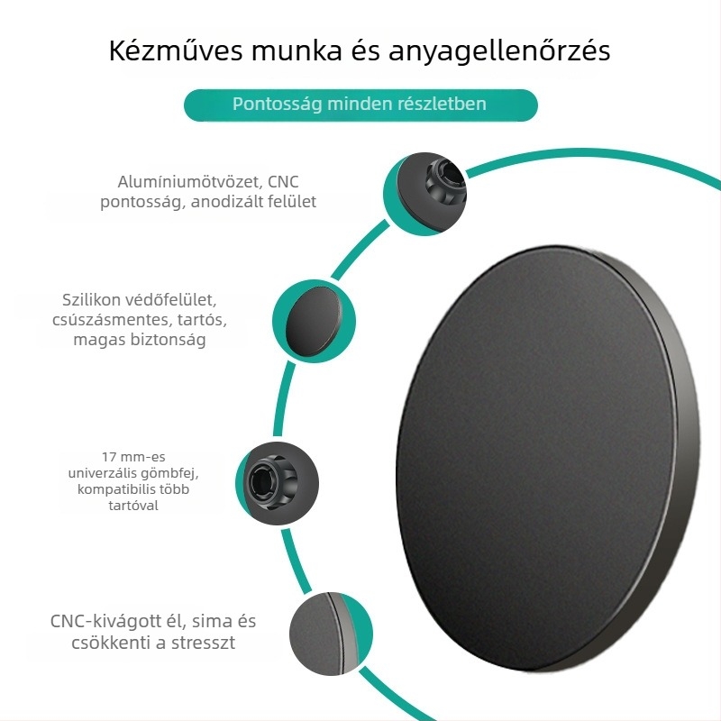 MagSafe mágneses autótelefon-tartó, hordozható asztali állvány, ötvözet test, univerzális illeszkedés