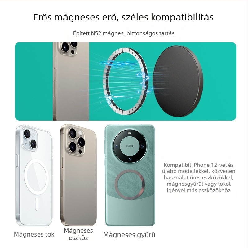 MagSafe mágneses autótelefon-tartó, hordozható asztali állvány, ötvözet test, univerzális illeszkedés
