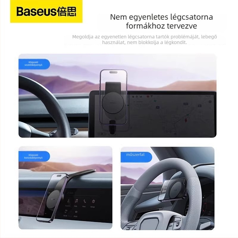 Baseus MagSafe Vezeték nélküli autós tartó mágneses tartóval és navigációval (MagSafe, Vezeték nélküli töltés, Navigáció)