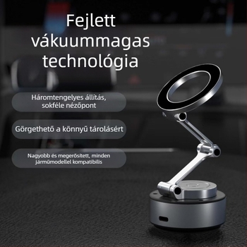 Összecsukható mágneses autós telefontartó, hátoldali ragasztófelülettel, forgatható műszerfal-tartó, alumíniumötvözet