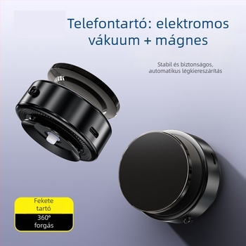 Autótelefon-tartó erős mágneses vákuumos felvétellel, 360° forgás, univerzális műanyag kivitel navigációhoz