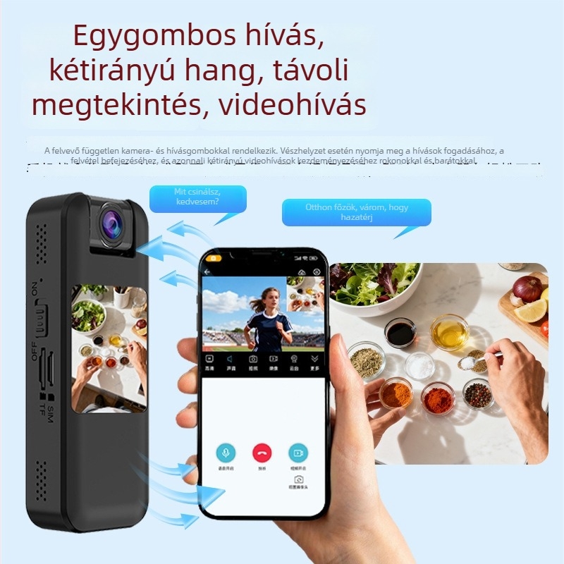 4G-s hordozható felvevő képernyővel, távoli videohívásokkal, kompakt kamera sport- és biztonsági célokra