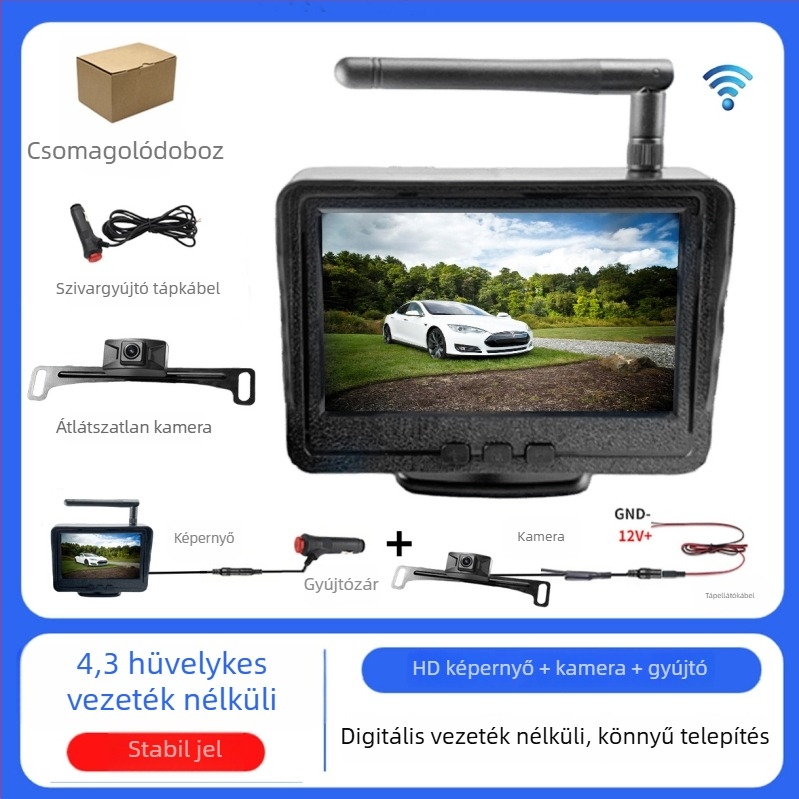 Autó LCD-monitor IPS, 480x272 felbontás, AHD bemenet, PAL/NTSC, modell VK-TB703+605T