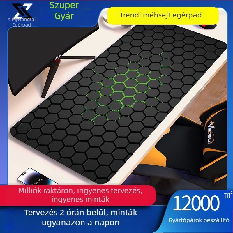 Asztali egérpad méhsejt mintával, természetes gumi, egyoldalas, hőtranszfernyomtatás