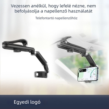 Autós telefontartó, univerzális napellenzőhöz, HUD-klipszel és közvetlen látású navigációtámogatás, hordozható